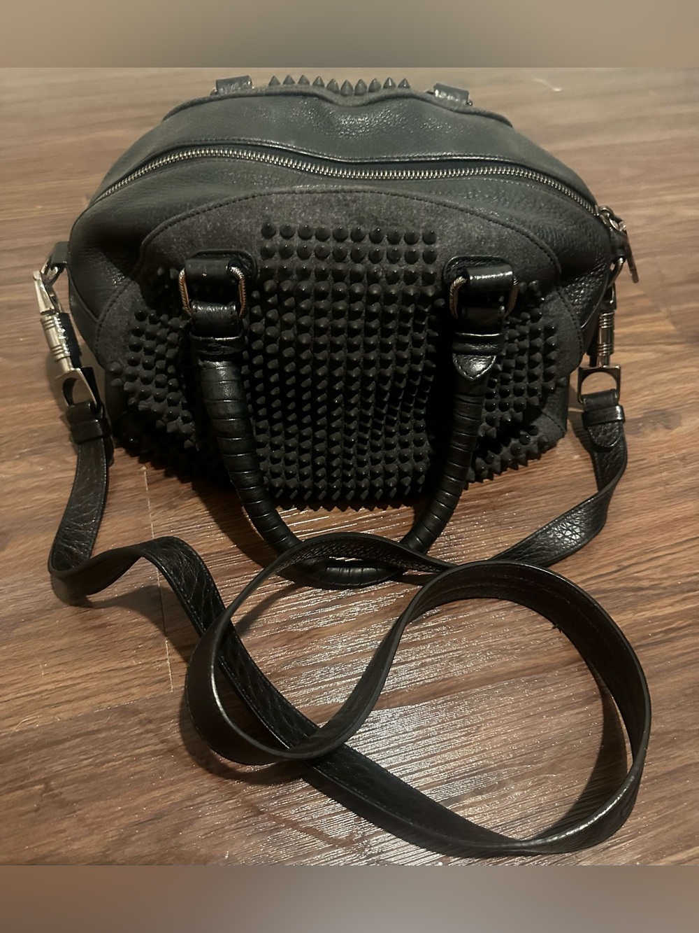 Christian Louboutin Black Studded Dome Satchel
